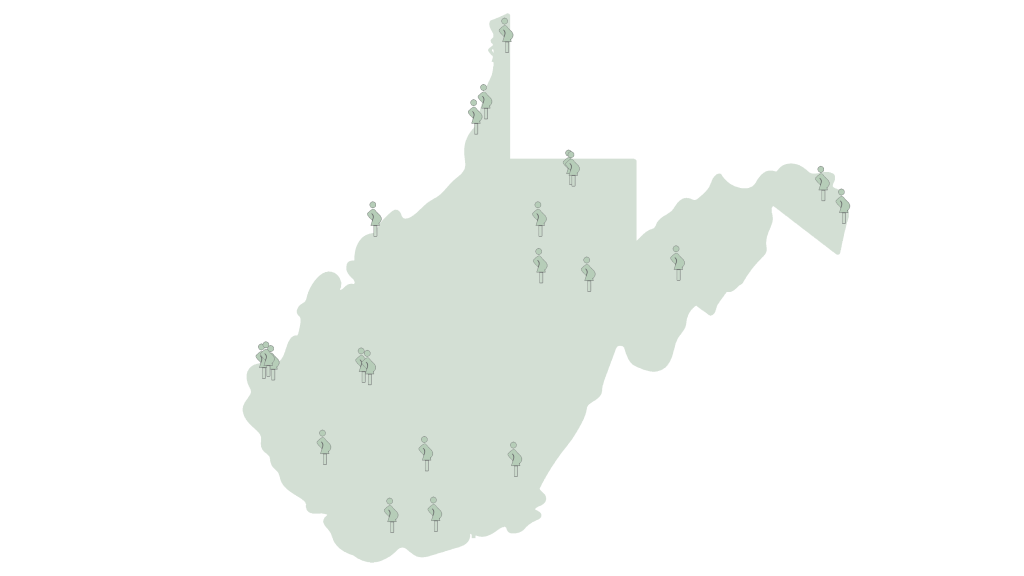 Map of WV with DFMB Sites